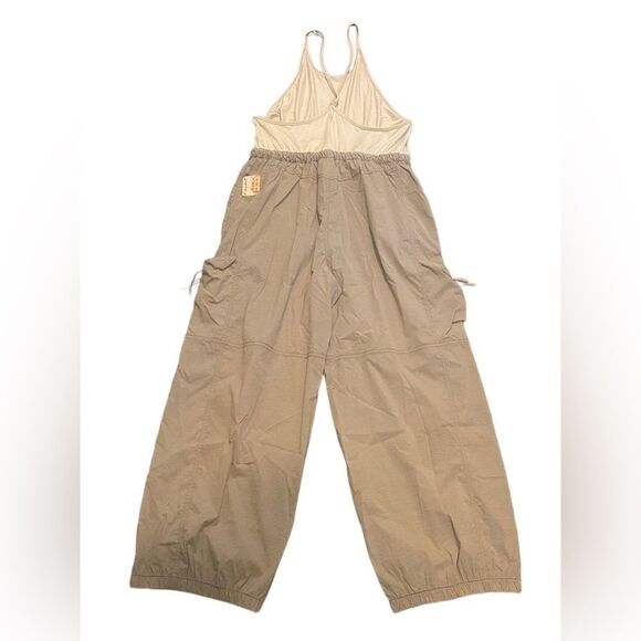 Free People Movement Back Packer Jumpsuit Muted Beige Size Med. NWT - Picture 5 of 11
